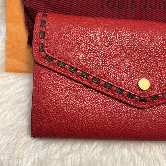 Authentic Louis Vuitton Empreinte Portefeuille Sarah Red/Black Leather Wallet - Picture 3 of 16